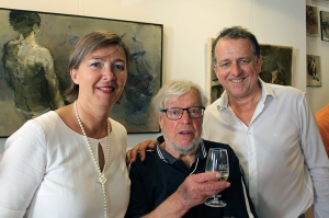 &quot; Le peintre Michel CARLIN entouré de ses amis Marie-Claire et Mathieu CHEVILLOTTE, protecteurs des artistes…&quot;.