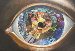 « Le premier rendez-vous estival au Moulin à Tan de Druyes-les-Belles-Fontaines est de belle facture avec une dizaine d’artistes de qualité : peintres, céramistes, sculpteurs, artisans d’art. Apparu dès 2007 avec la création de la structure associative « Arts et Décors sans Frontières », cet incontournable évènement de l’été en Puisaye-Forterre a vu plus de quarante artistes présentés leur travail. A l’instar de l’aquarelliste Claire COTE qui signe cette œuvre énigmatique et insolite, « L’œil contient tout »… ».